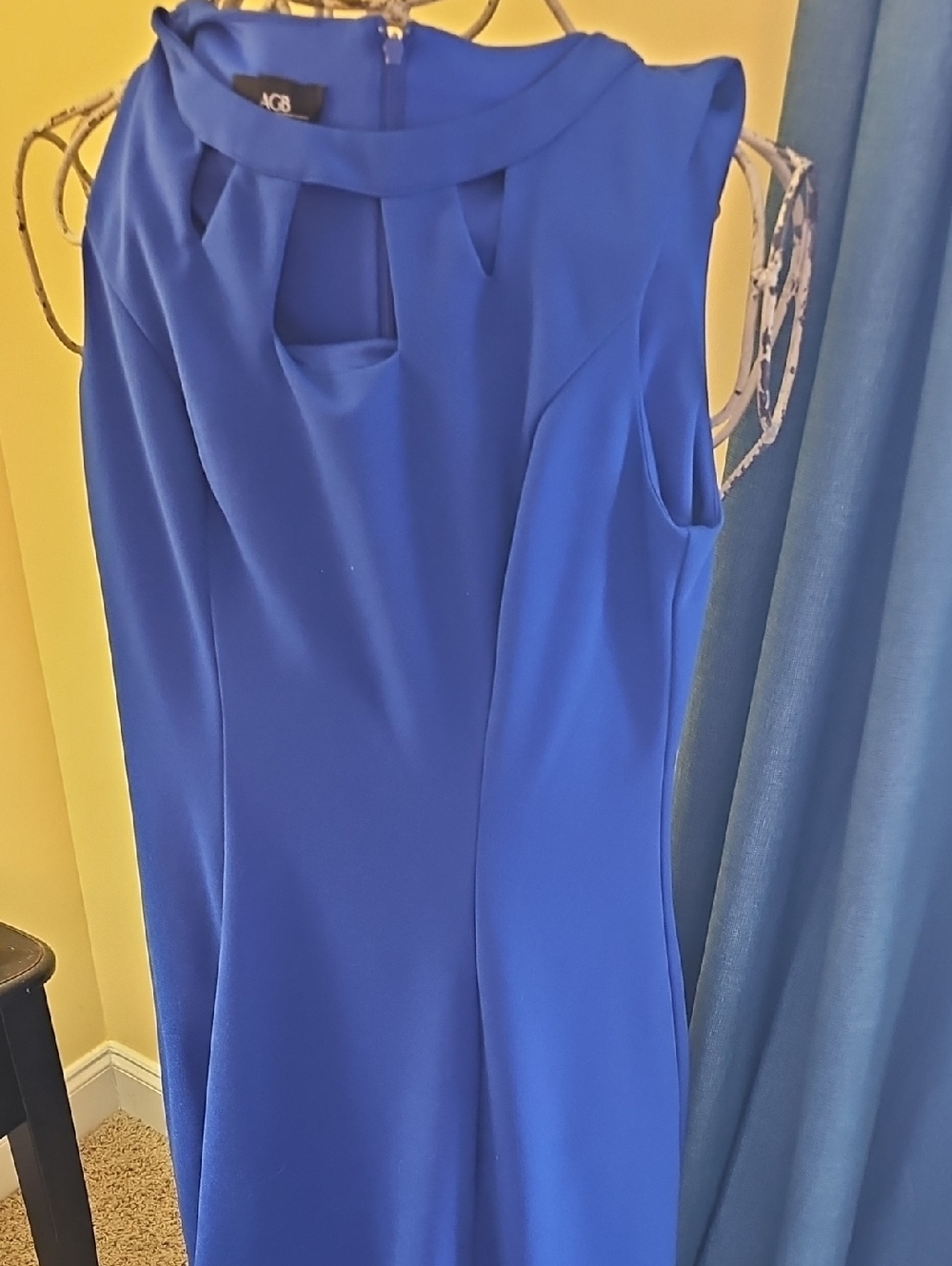 AGB Royal Blue Midi Sheath Dress with Neckline Cutout